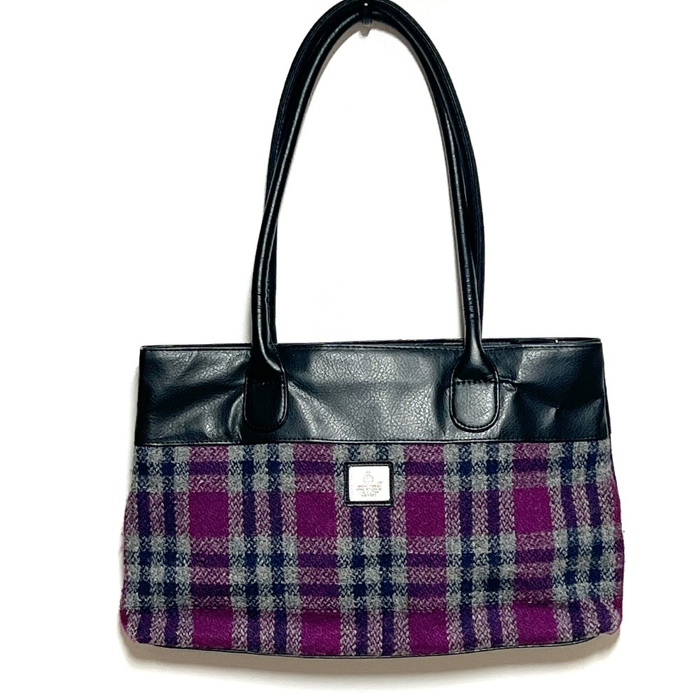 Harris Tweed Scotland Maccessori  Purple Check Medium Tote Bag